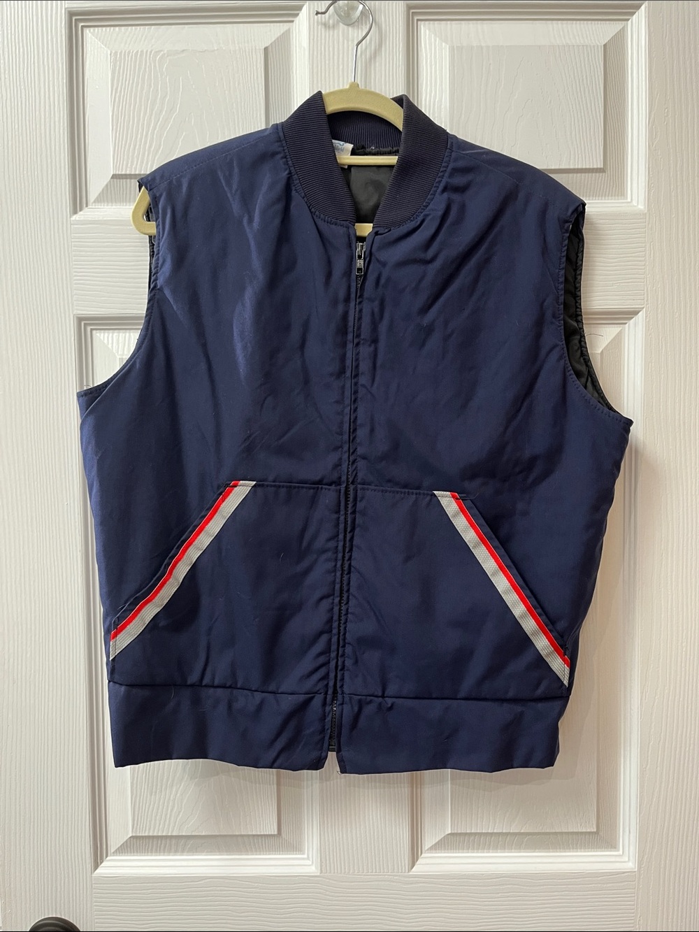 Men's USPS  Navy Quilted Zip-Front Vest with Red-Trim Pockets